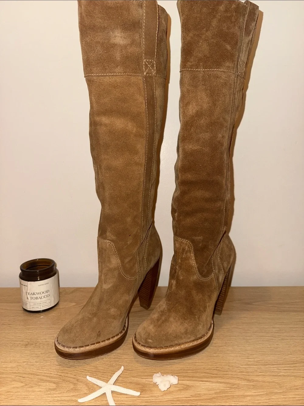 Michael Kors Suede Over-the-Knee Boots- Light Brown